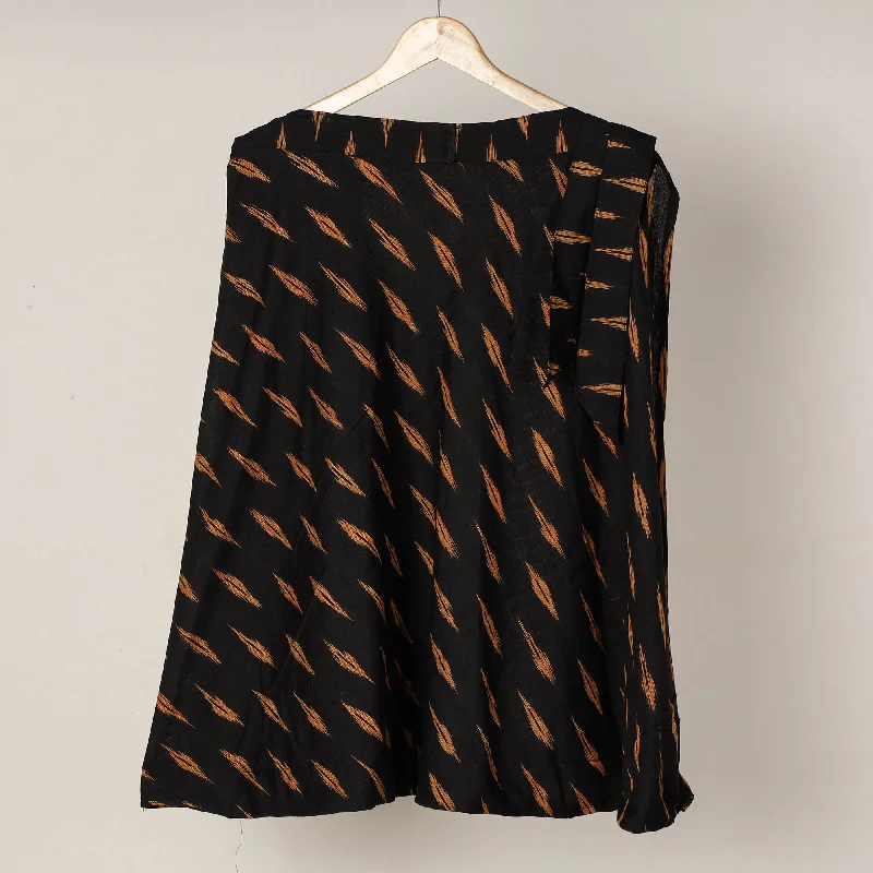 Black - Pochampally Ikat Cotton Wrap Around Skirt